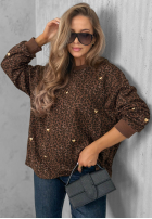 Pulover cu model tip panteră i serduszka Romantic Autumn ciocolatiu
