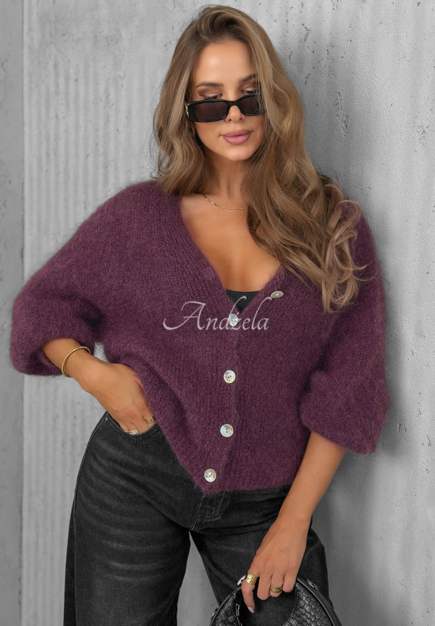 Cardigan scurt din mohair cu &icirc;nchidere Sugar Cloud