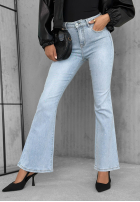 Pantaloni din denim dzwony z kryształkami Stardust Jeans albastru deschis