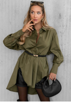 Asymetryczna Cămașă z kołnierzem Soft Darling kaki