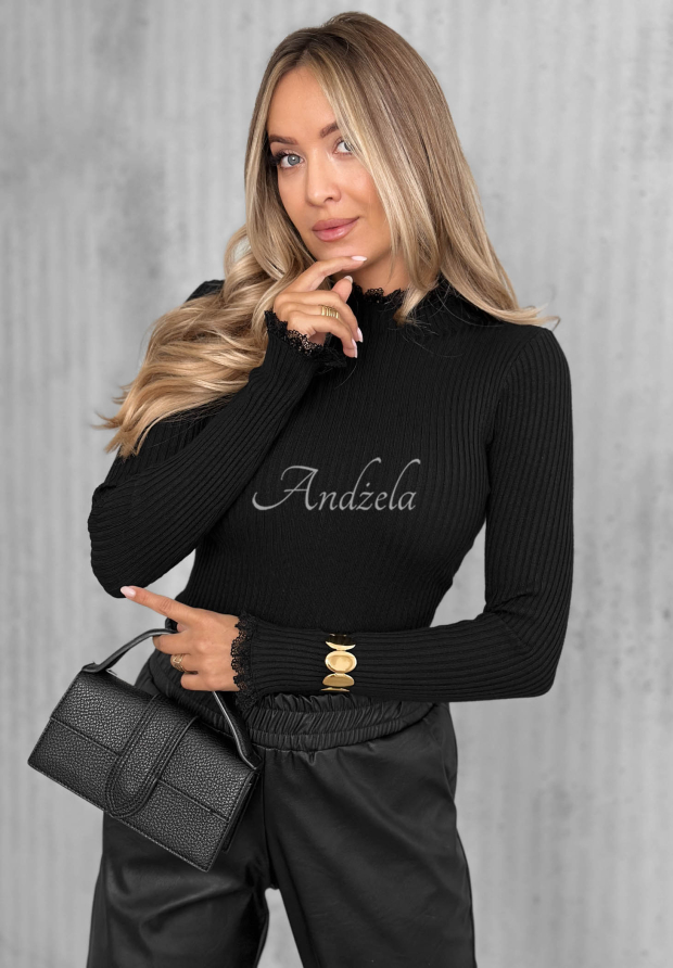 Pulover din viscoză, reiat, cu dantelă Subtle Mist