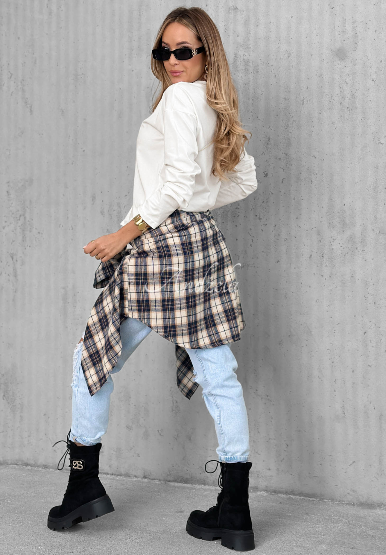Bluză din bumbac cu mâneci lungi Simple Chic