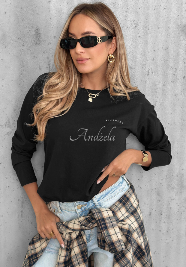 Bluză din bumbac cu m&acirc;neci lungi Simple Chic