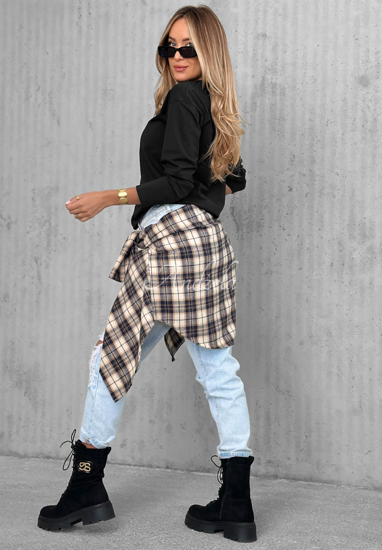 Bluză din bumbac cu mâneci lungi Simple Chic