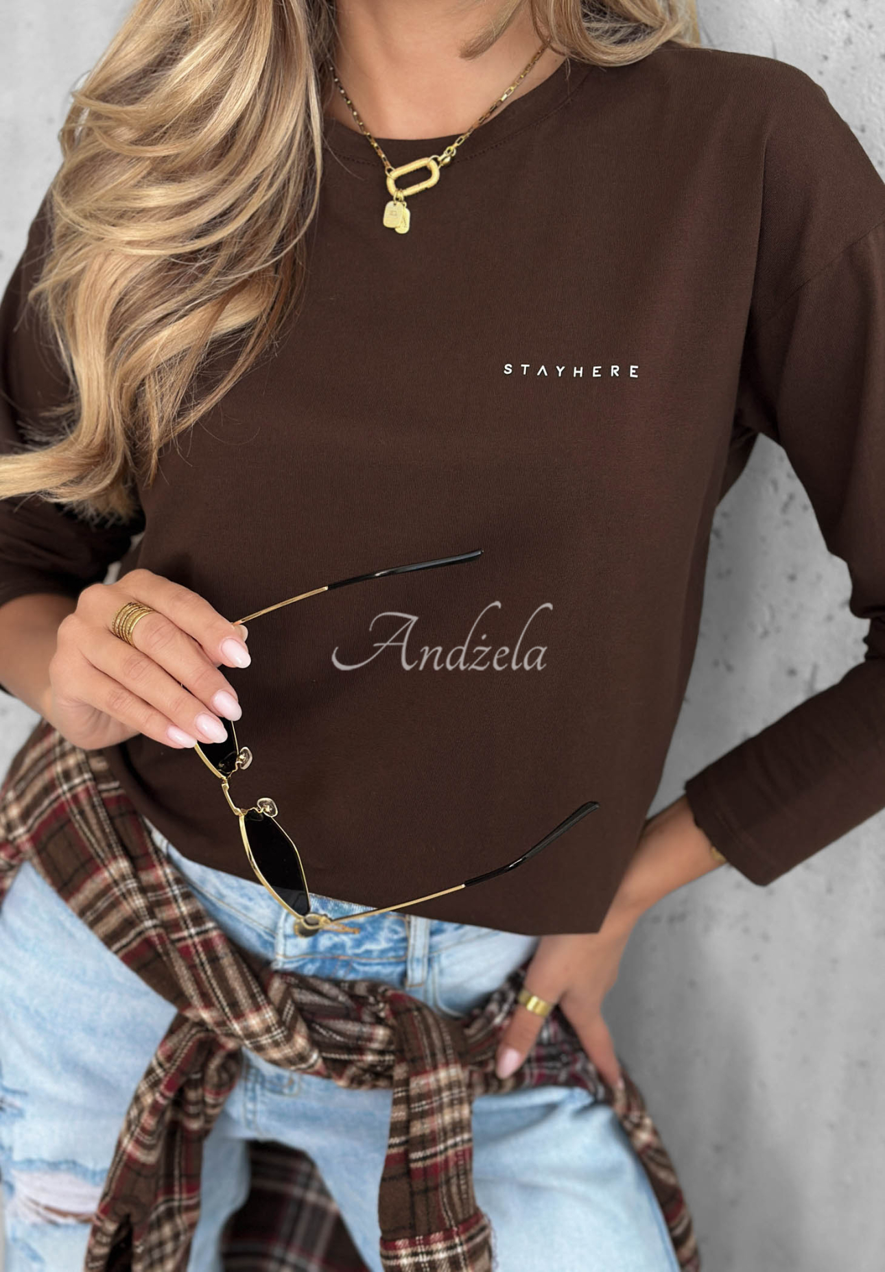 Bluză din bumbac cu mâneci lungi Simple Chic