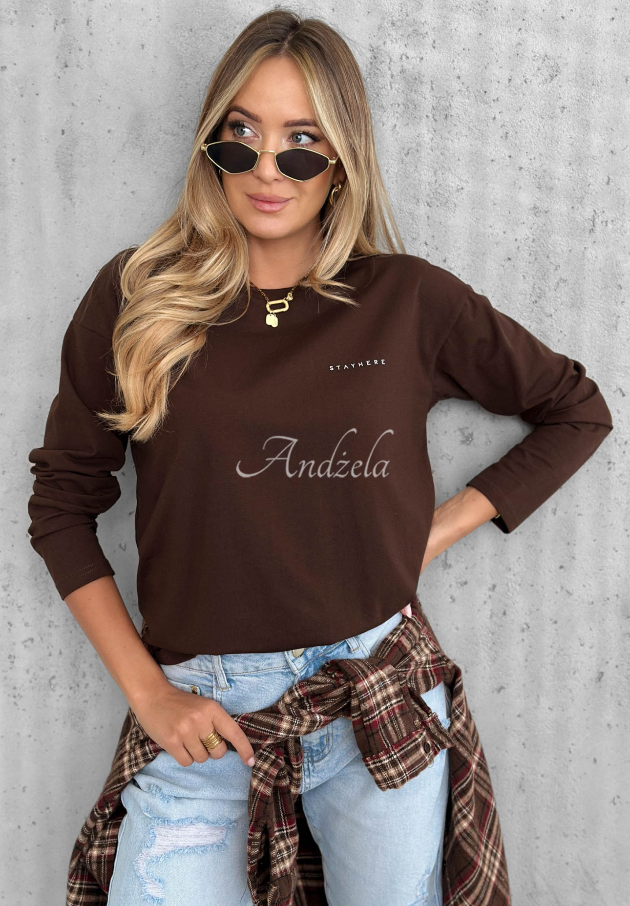 Bluză din bumbac cu mâneci lungi Simple Chic