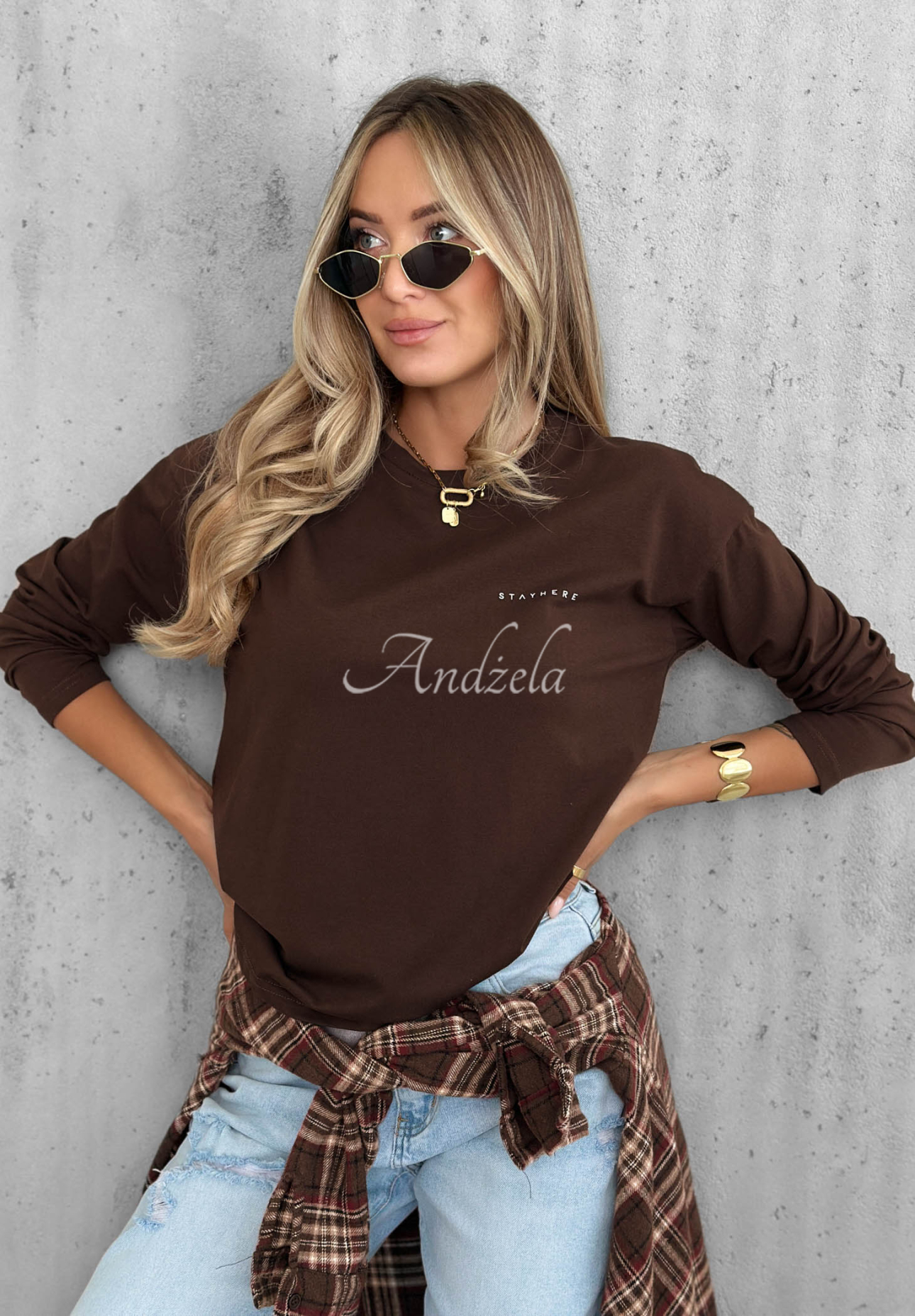 Bluză din bumbac cu mâneci lungi Simple Chic