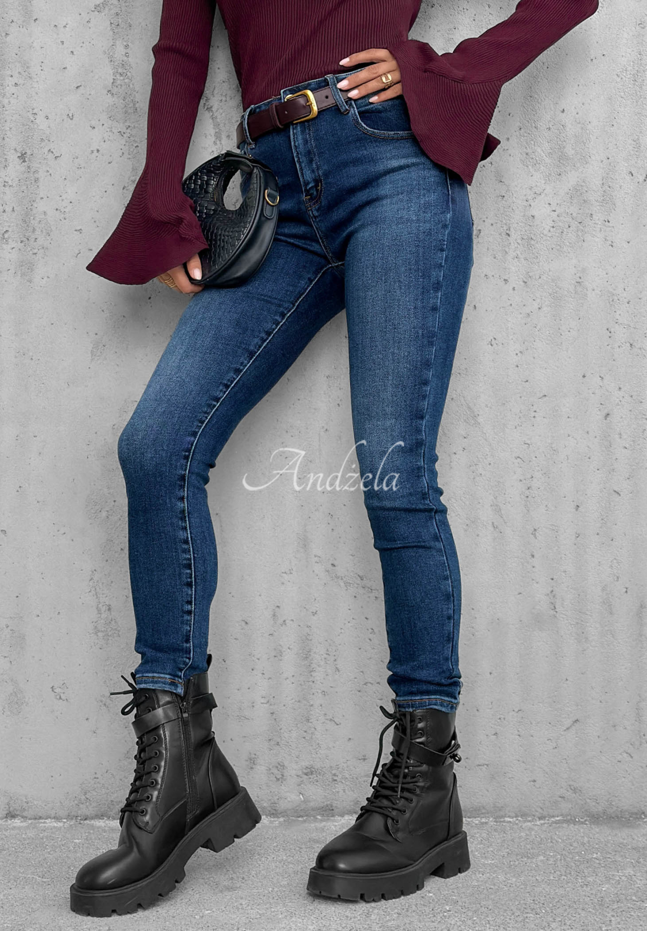 Blugi skinny cu curea For No Reason