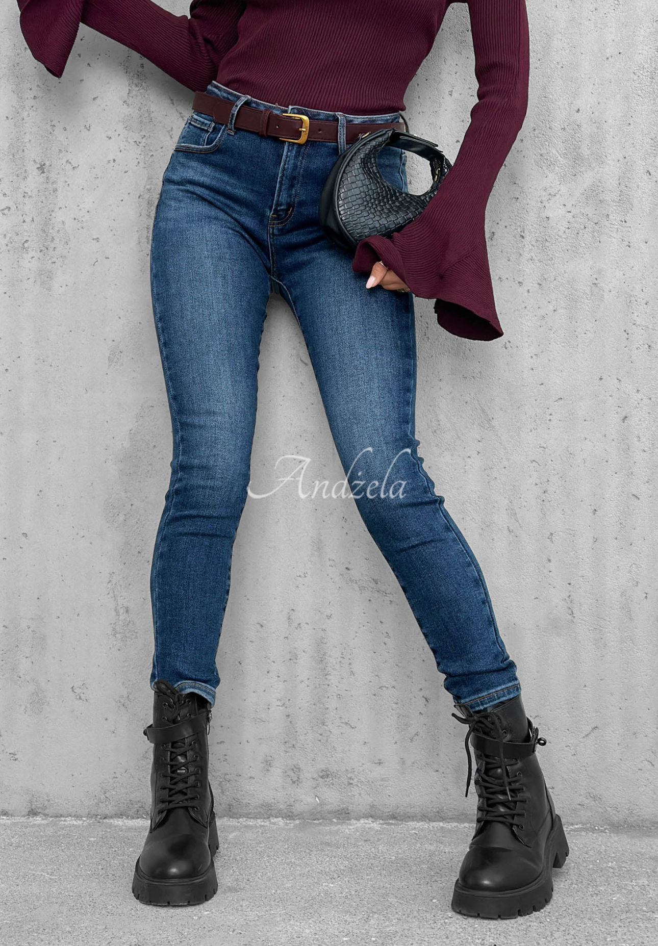 Blugi skinny cu curea For No Reason
