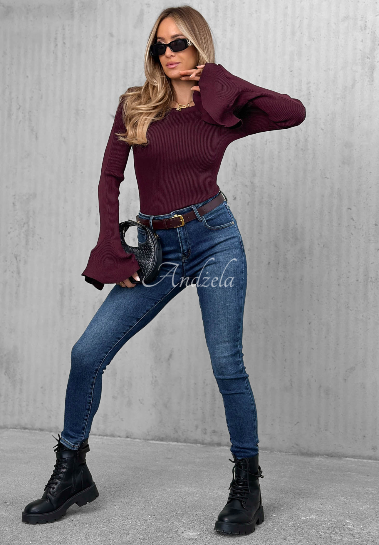 Blugi skinny cu curea For No Reason