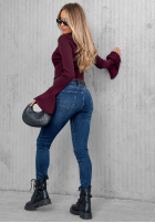 Pantaloni din denim skinny z paskiem For No Reason albastre