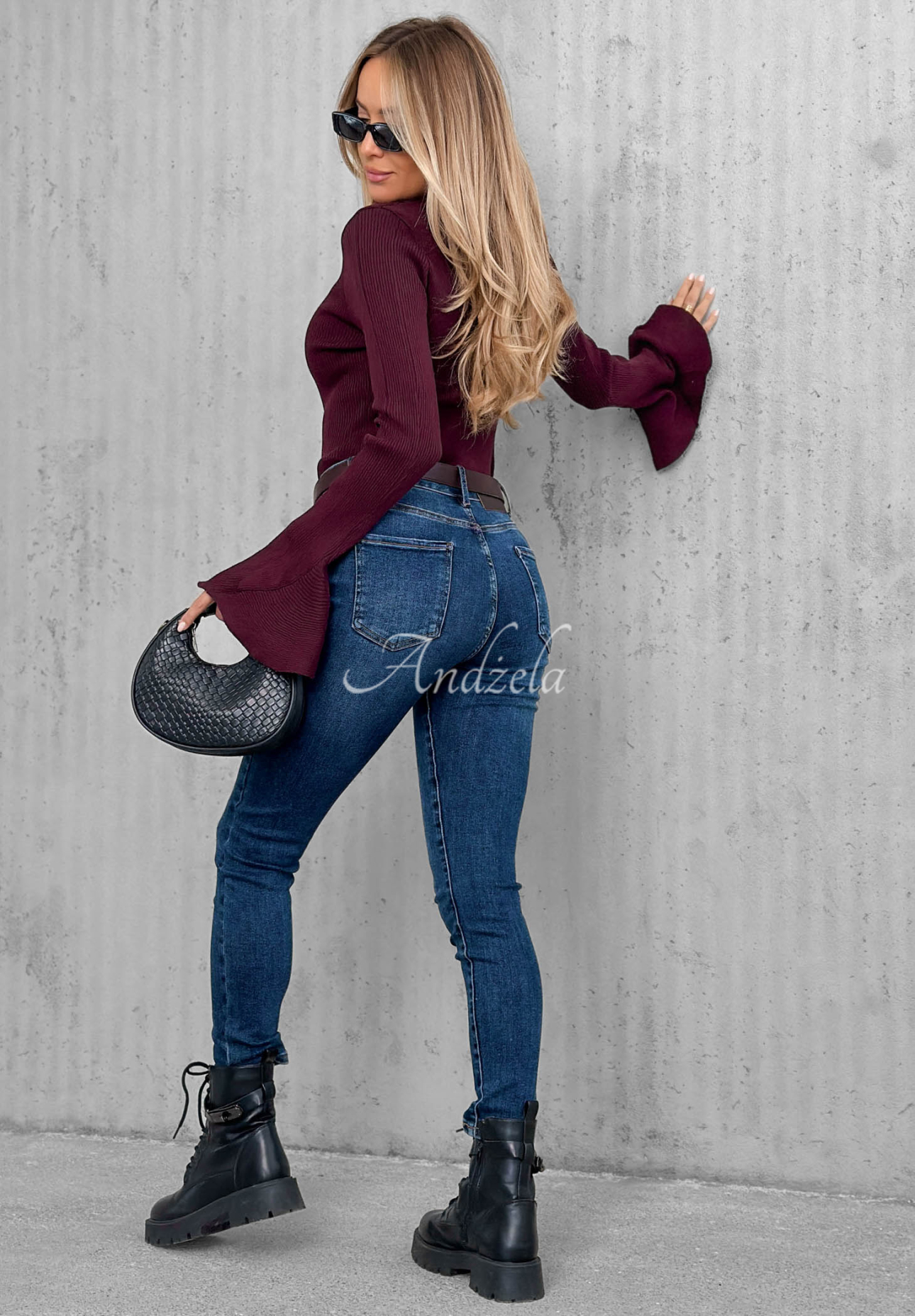 Blugi skinny cu curea For No Reason