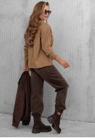 Bluză longsleeve z dekoltem w serek Daily Style burgundowa