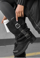 zamszowe Cizme z klamrami Modern Way negre