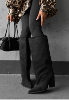 Lungi zamszowe Cizme na słupku Fall Style ciocolatii