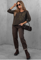 Bluză longsleeve z nadrukiem Golden Rossa burgundowa