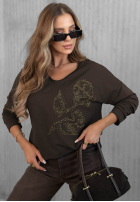Bluză longsleeve z nadrukiem Golden Rossa burgundowa
