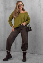 Bluză longsleeve z dekoltem w serek Daily Style burgundowa