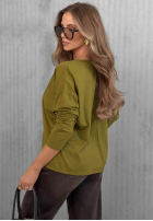 Bluză longsleeve z dekoltem w serek Daily Style burgundowa
