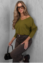 Bluză longsleeve z dekoltem w serek Daily Style burgundowa