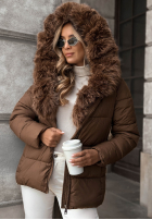 Scurtă pikowana Geacă z futerkiem Frost Edge ciocolatie