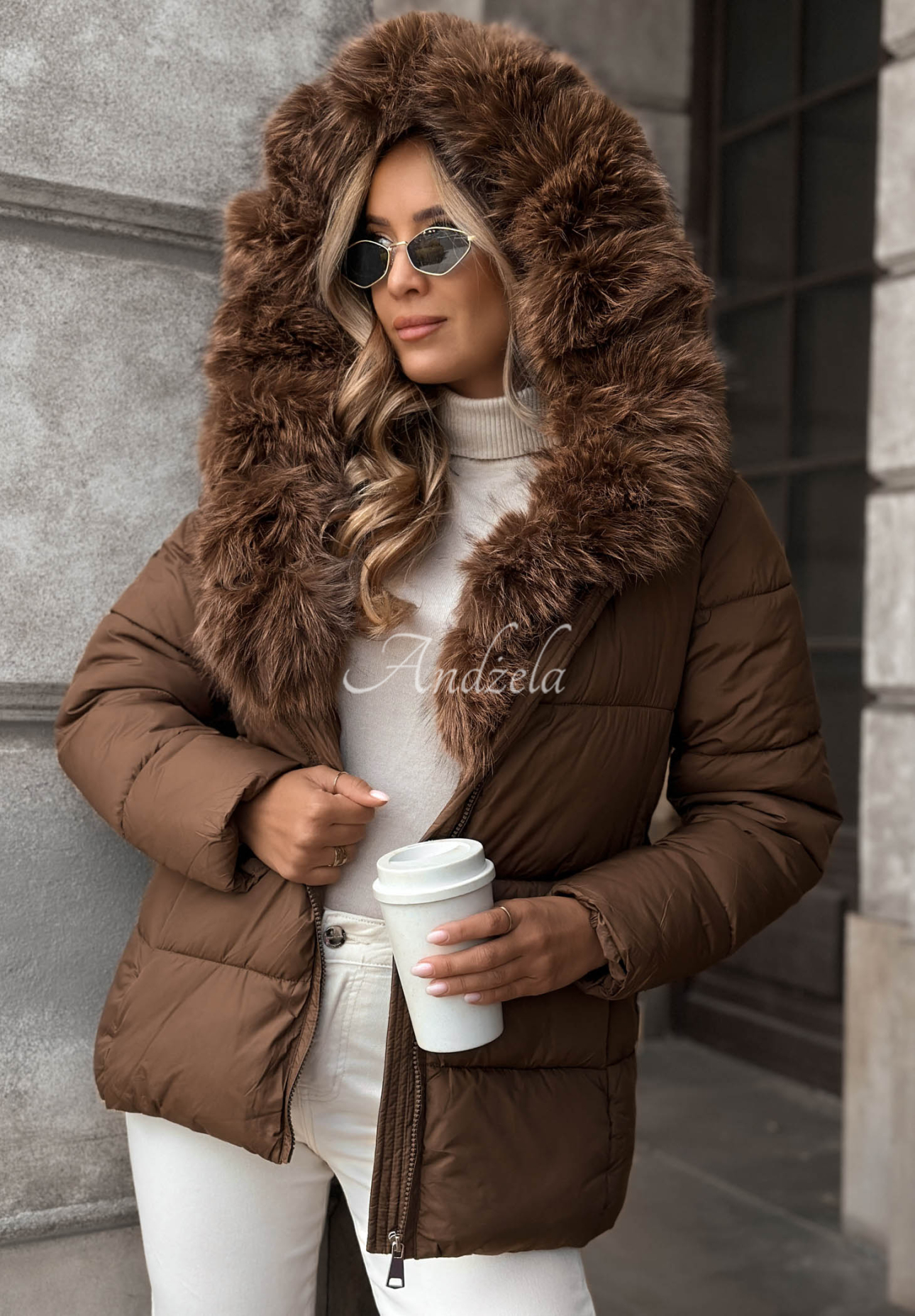 Geacă scurtă matlasată cu blăniță Frost Edge