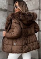 Scurtă pikowana Geacă z futerkiem Frost Edge ciocolatie