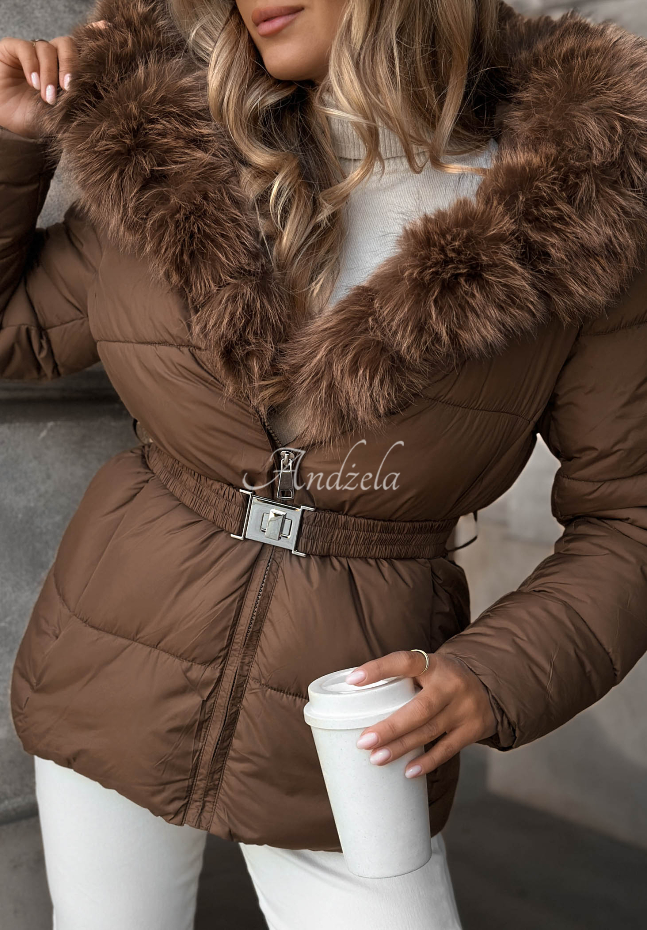 Geacă scurtă matlasată cu blăniță Frost Edge