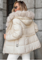 Scurtă pikowana Geacă z futerkiem Frost Edge ciocolatie
