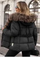 Scurtă pikowana Geacă z futerkiem Frost Edge ciocolatie