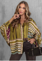 Cămașă oversize w paski Soft Luxury măslinii