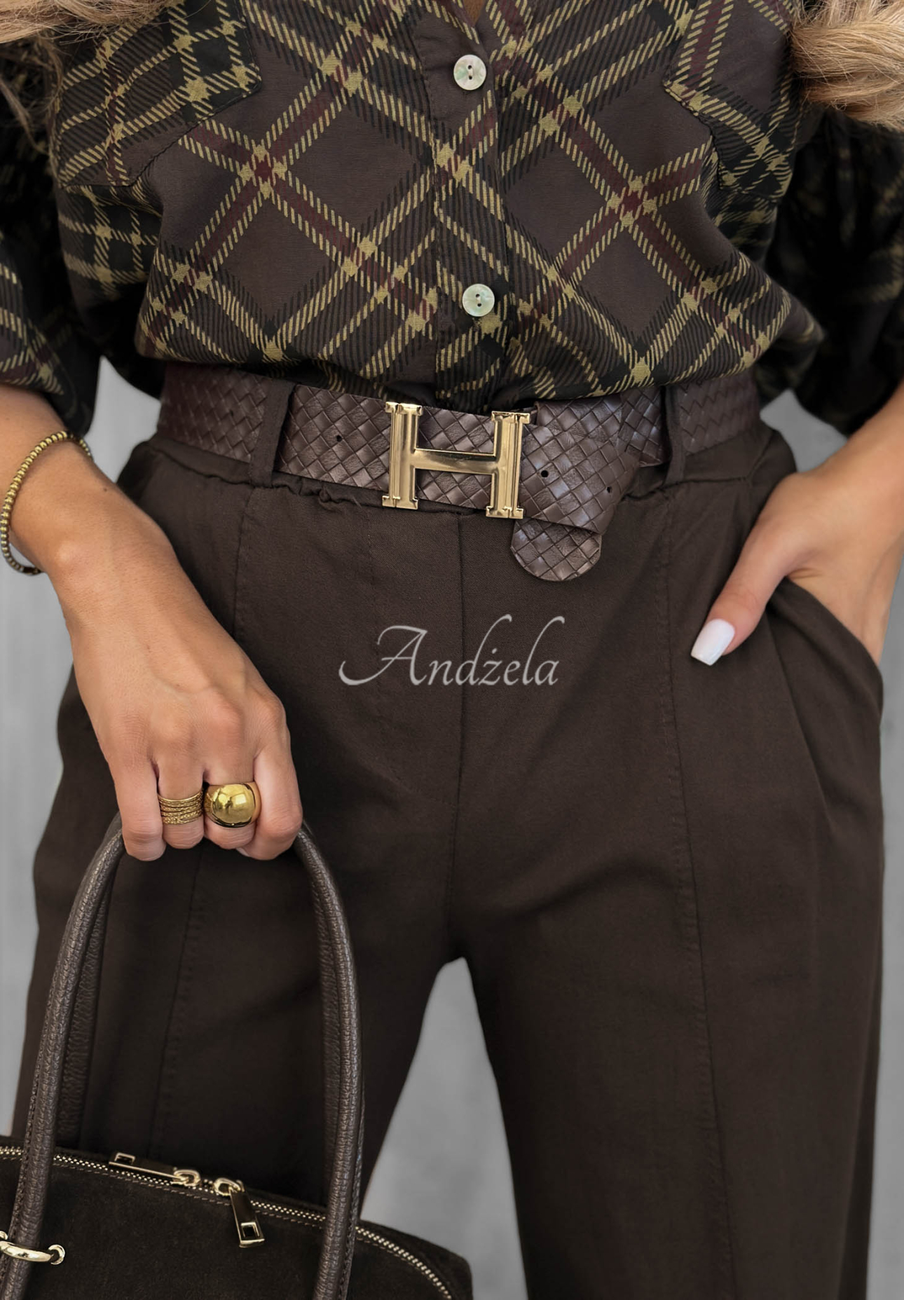 Pantaloni mom fit din viscoză cu curea Still Morning