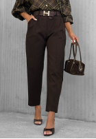 Pantaloni mom fit z paskiem Still Morning ciocolatii