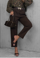 Pantaloni mom fit z paskiem Still Morning ciocolatii