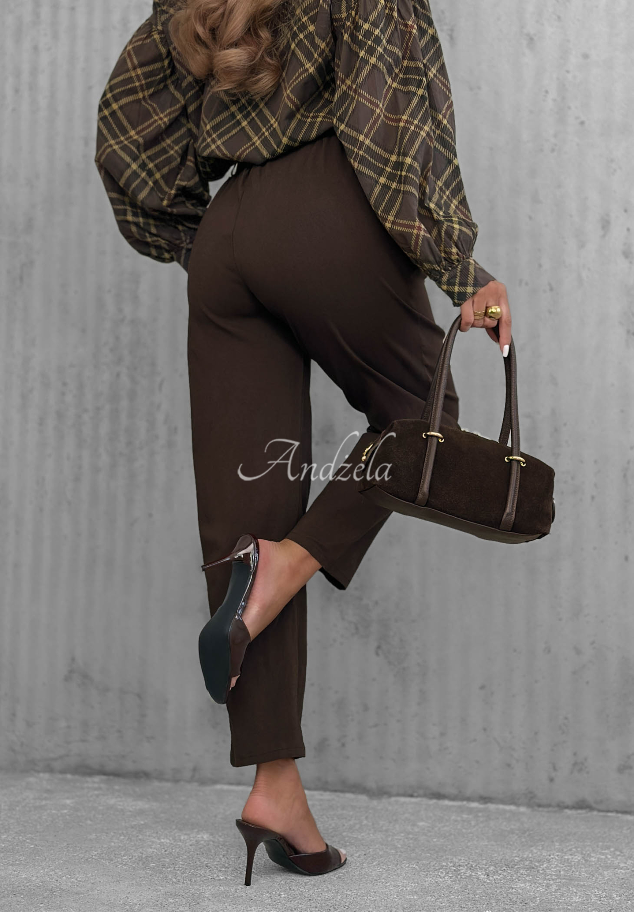 Pantaloni mom fit din viscoză cu curea Still Morning