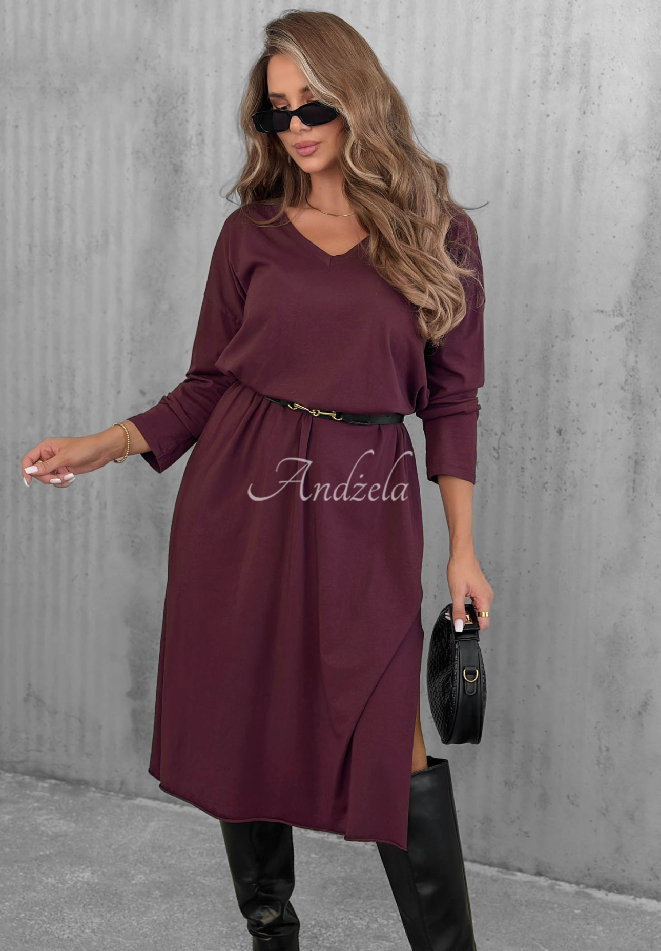 Rochie midi din bumbac cu decolteu în V Daily Style