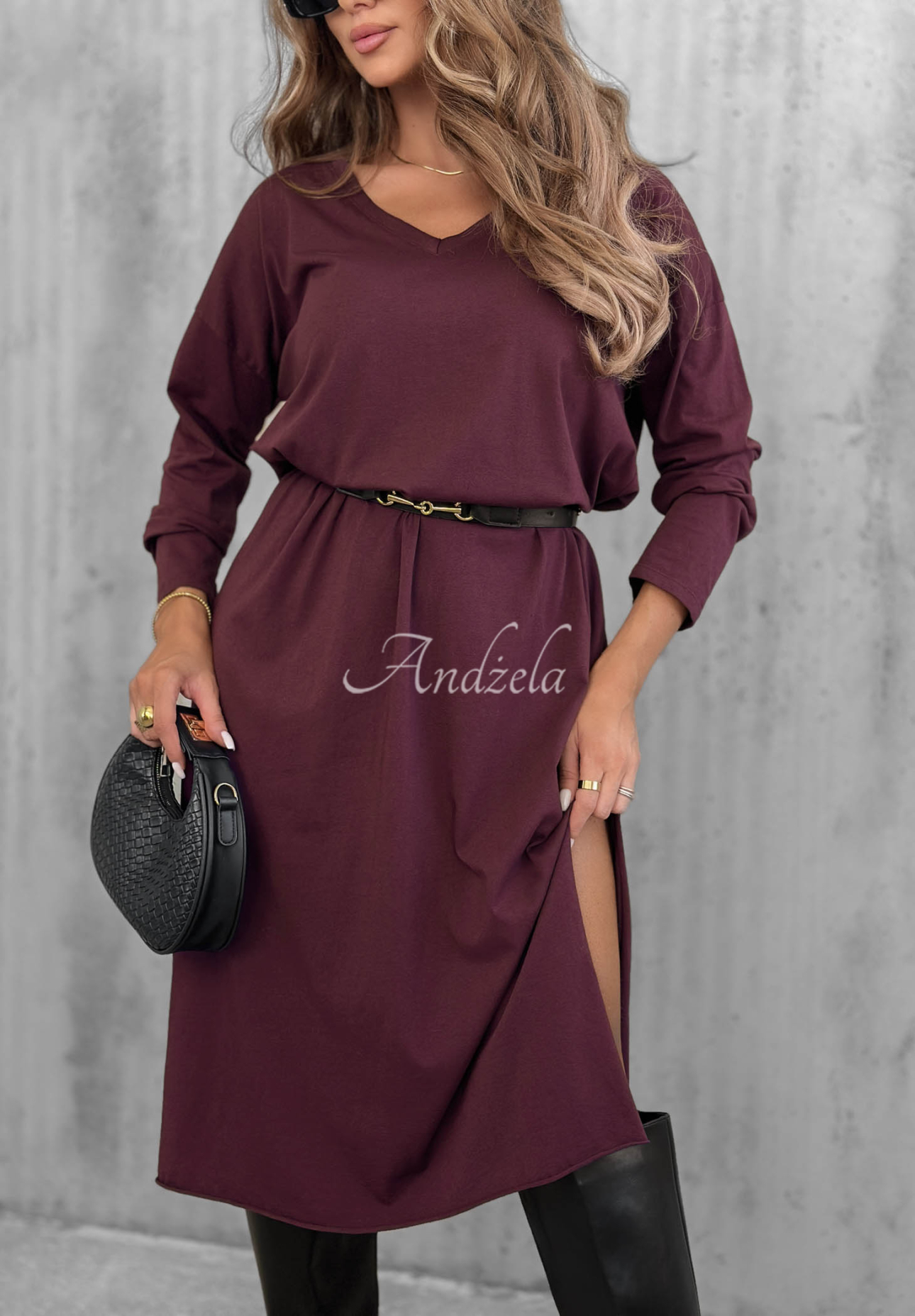 Rochie midi din bumbac cu decolteu în V Daily Style