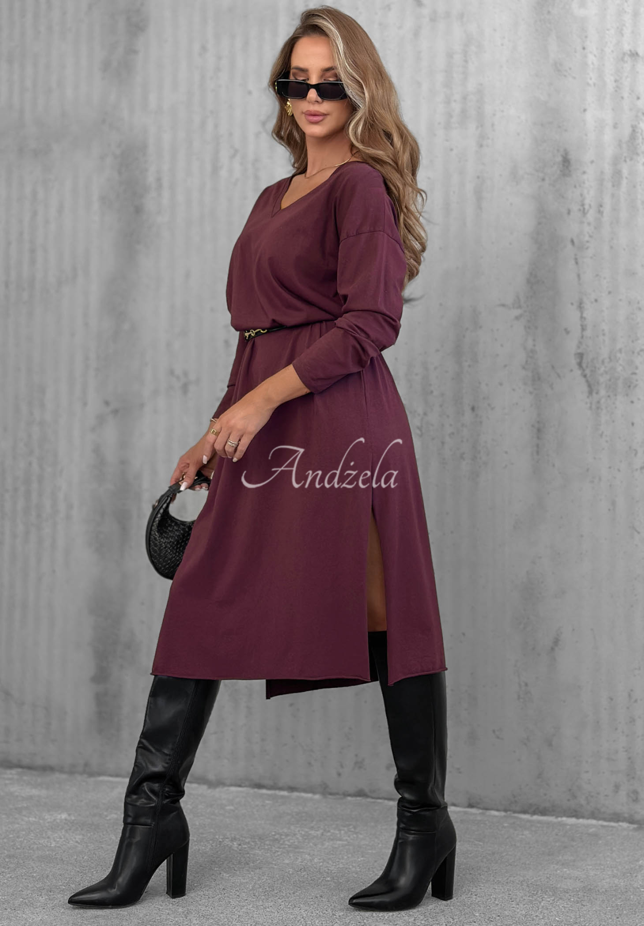 Rochie midi din bumbac cu decolteu în V Daily Style