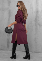 Bawełniana Rochie maxi z dekoltem w serek Daily Style burgundowa