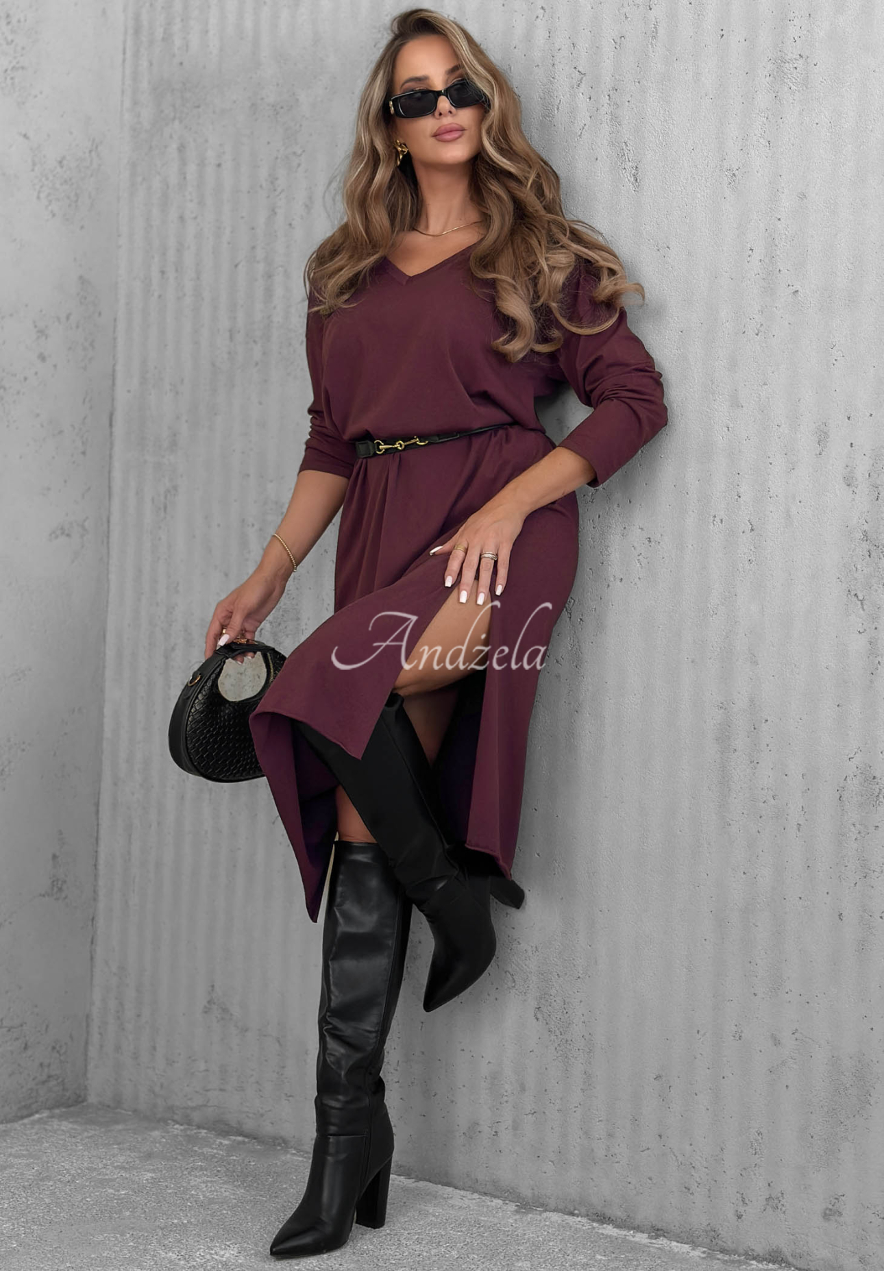 Rochie midi din bumbac cu decolteu în V Daily Style