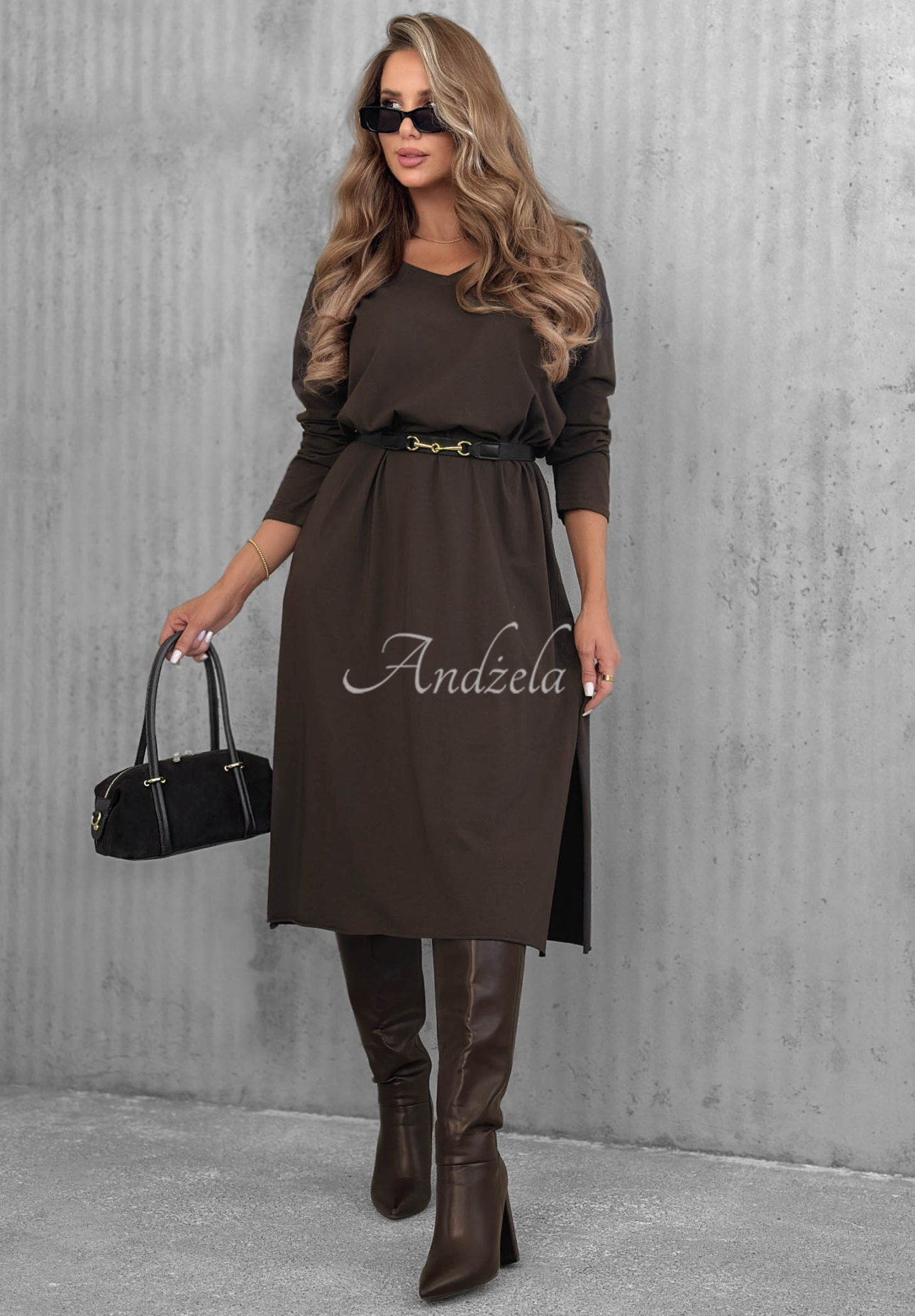 Rochie midi din bumbac cu decolteu în V Daily Style
