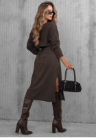 Bawełniana Rochie maxi z dekoltem w serek Daily Style burgundowa