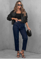 Pantaloni din denim z przeszyciami Busy Today ciemnogranatowe