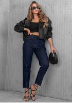 Pantaloni din denim z przeszyciami Busy Today ciemnogranatowe