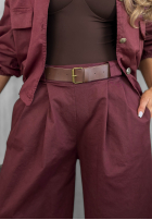 Compleu Geacă bomberka i Pantaloni wide leg Iconic Style burgundowy