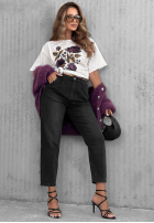 Tricou z nadrukiem Forgotten Roses Alb