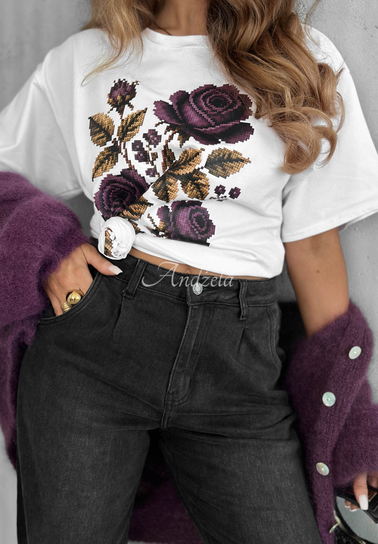 Tricou din bumbac cu imprimeu Forgotten Roses