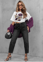 Tricou z nadrukiem Forgotten Roses Alb