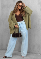 Pulover Cardigan oversize bez zapięcia Candle Nights kaki