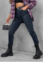 Pantaloni din denim mom fit z paskiem Something Better ciemnogranatowe